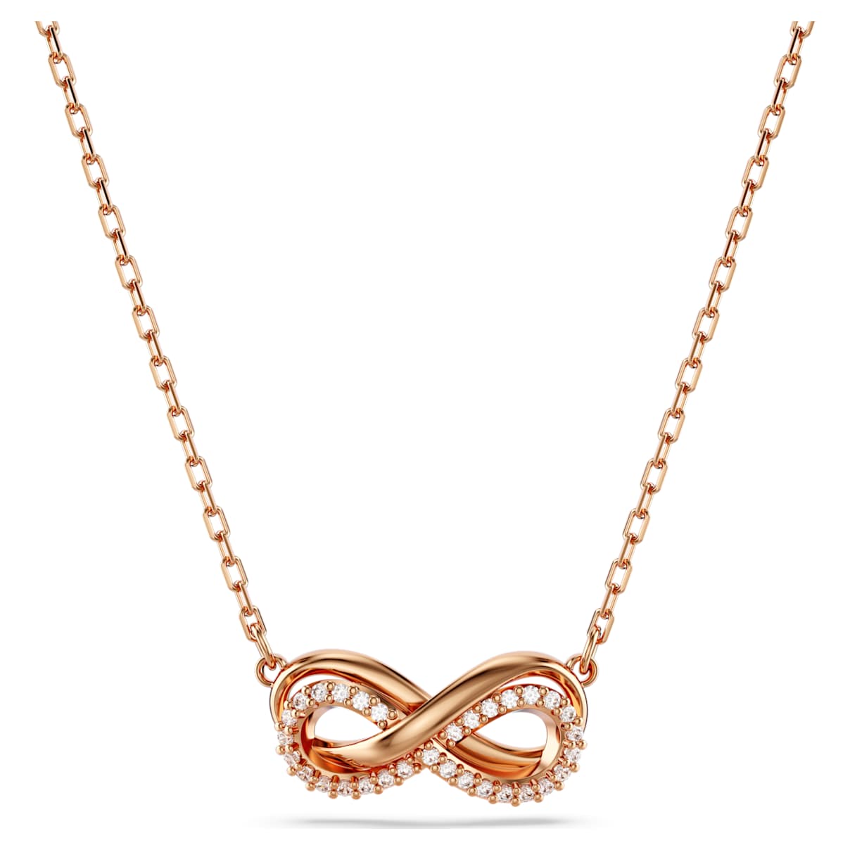 Pendente Hyperbola, Pavé, Infinito, Bianco, Placcato color oro rosa