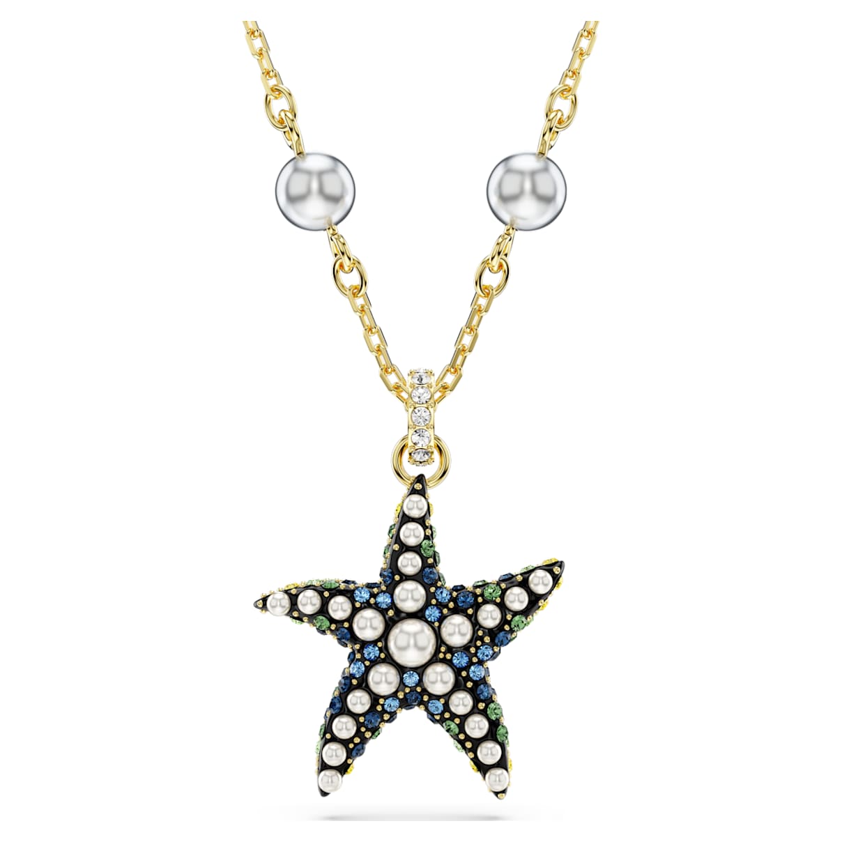 Pendente Idyllia, Crystal pearls, Stella marina, Multicolore, Placcato color oro
