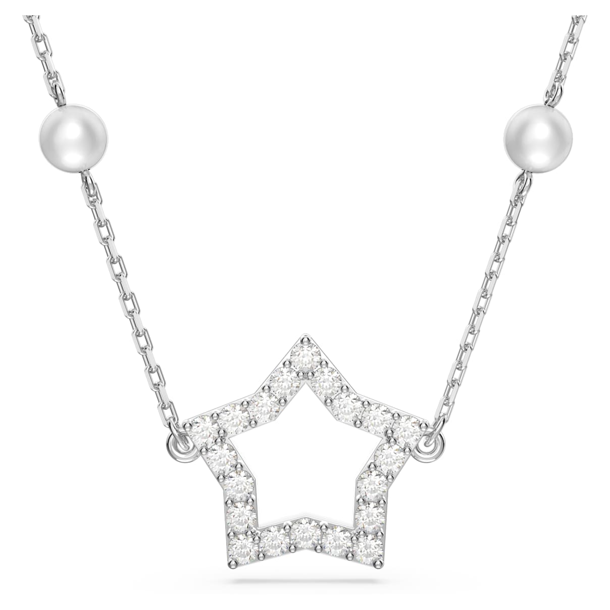 Collana Stella, Stella, Bianca, Placcato rodio