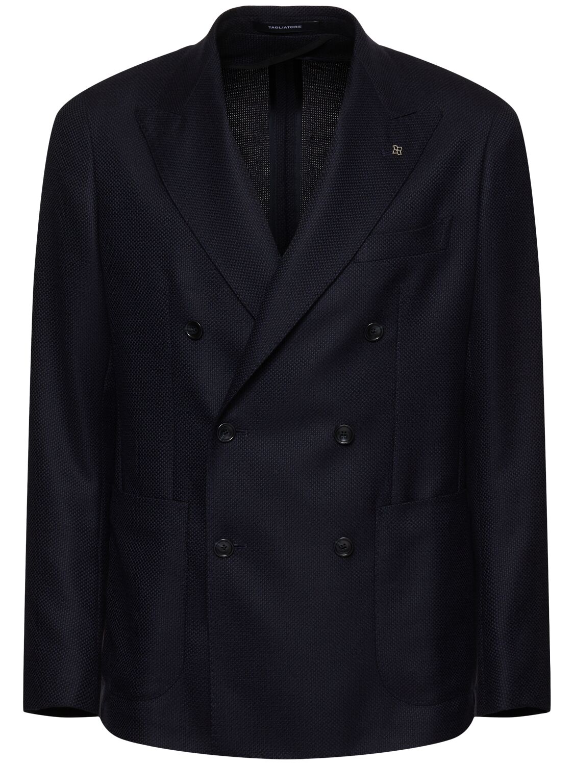 Blazer Doppiopetto Hopsack In Lana