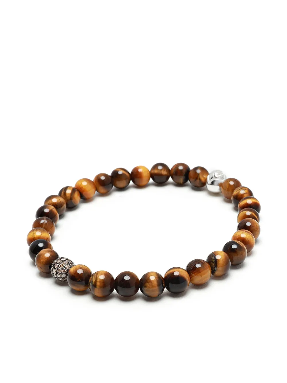 Nialaya Jewelry tiger eye and diamond bracelet - Marrone