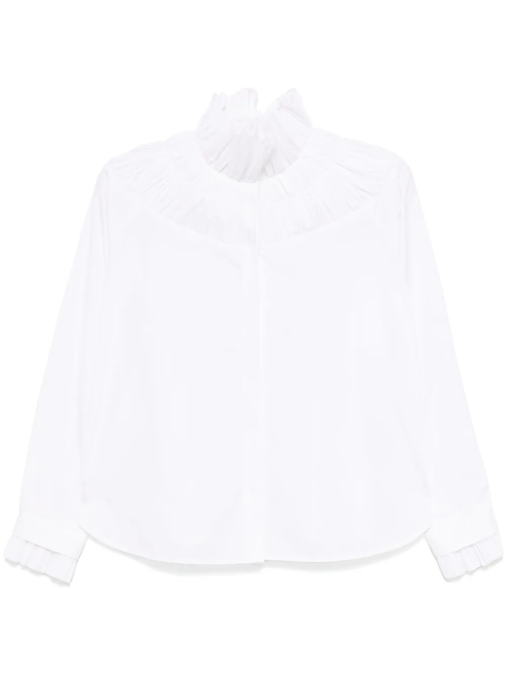 Shanshan Ruan fraise-collar cotton shirt - Bianco