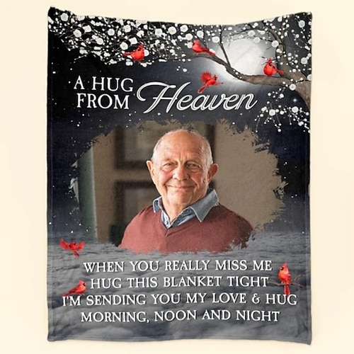 coperta ricordo un abbraccio dal cielo coperta con foto personalizzata morbida e accogliente coperta commemorativa personalizzata con cura con foto id