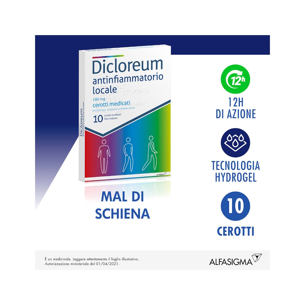 Dicloreum Antinfiammatorio Locale 180 mg 10 Cerotti Medicati