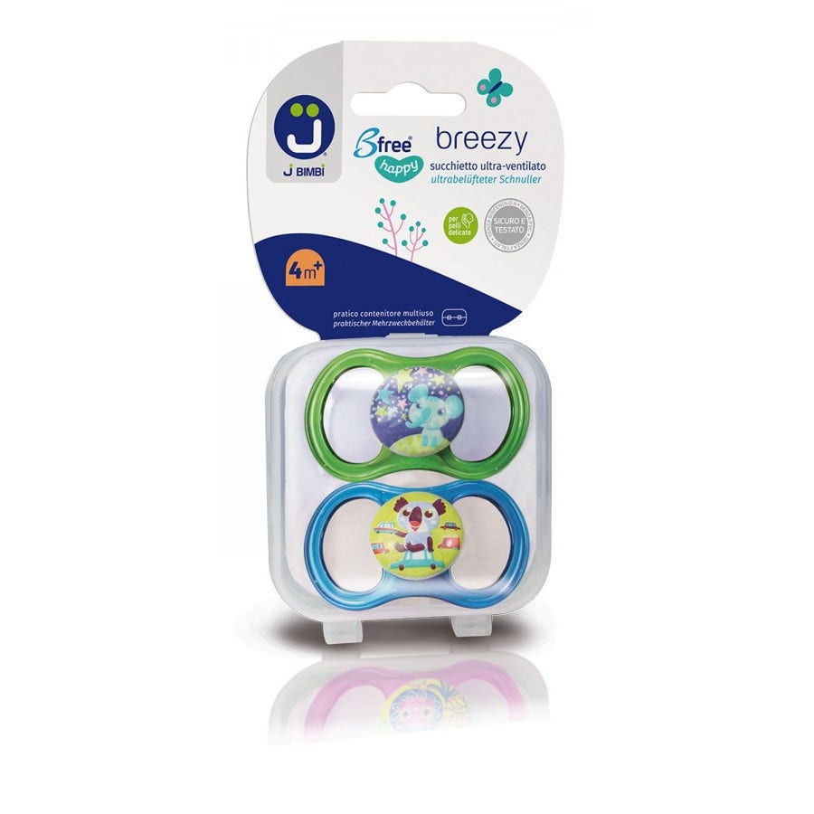 J Bimbi B Free Breezy Happy Succhietto Silicone Verde/Turchese 2 Pezzi 4 Mesi+