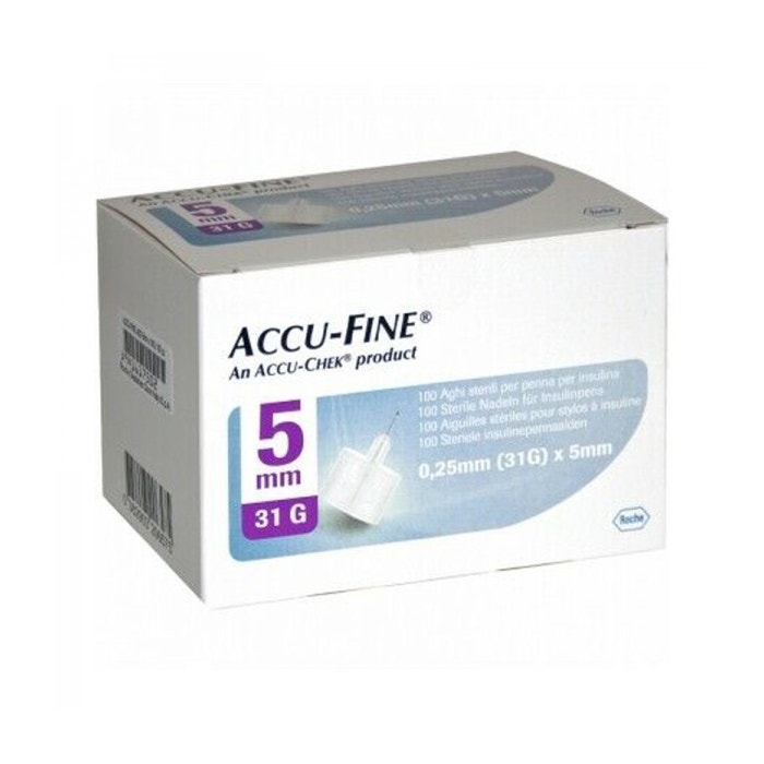 Accu-Fine Ago Penna Insulina Gauge 31 5mm 100 Pezzi