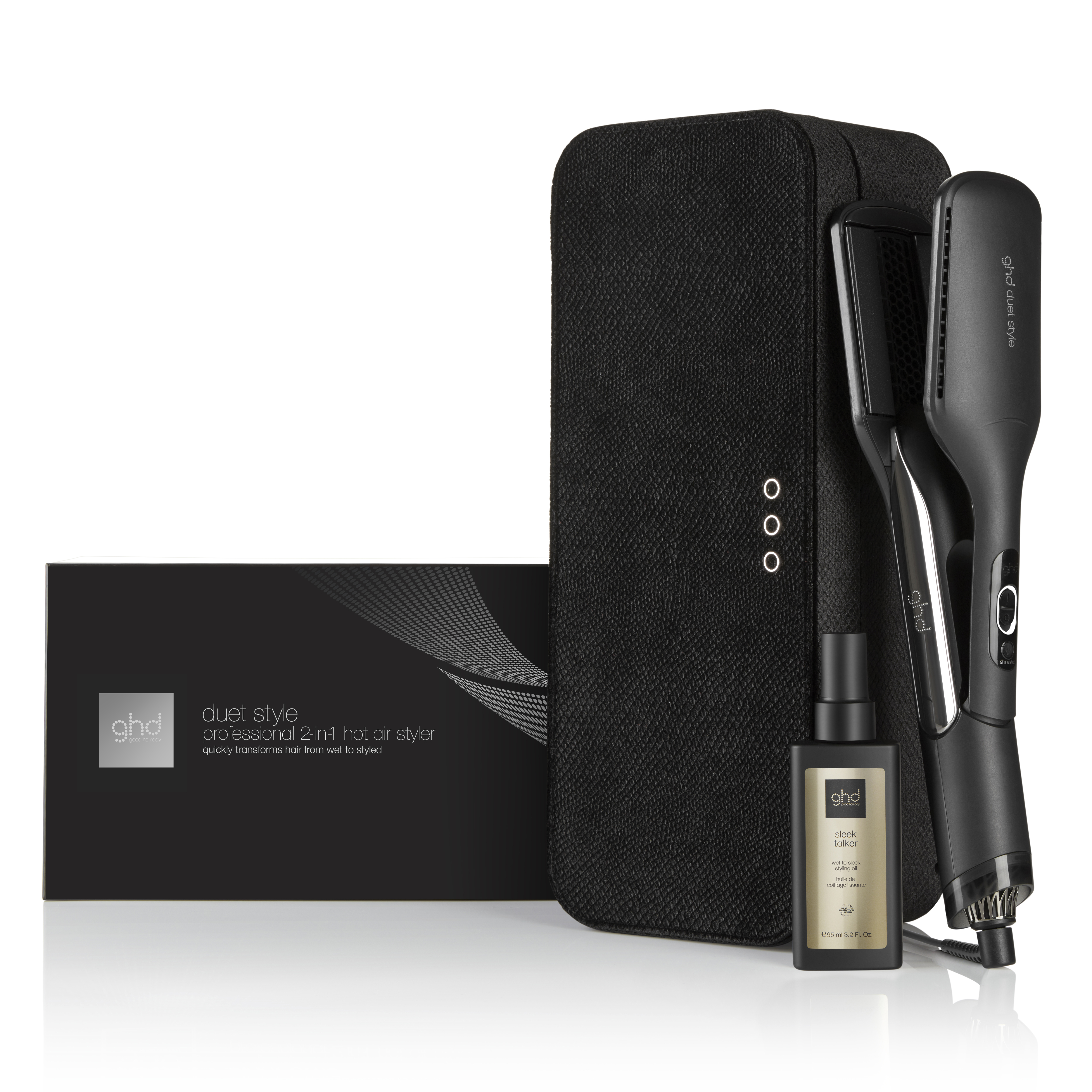ghd Duet Style Gift Set - Piastra 2 In 1 & ghd Sleek Talker, black gift set