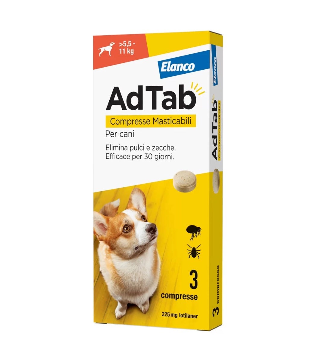 Adtab Per Cani Da 5,5 A 11kg 3 Compresse Masticabili 225mg
