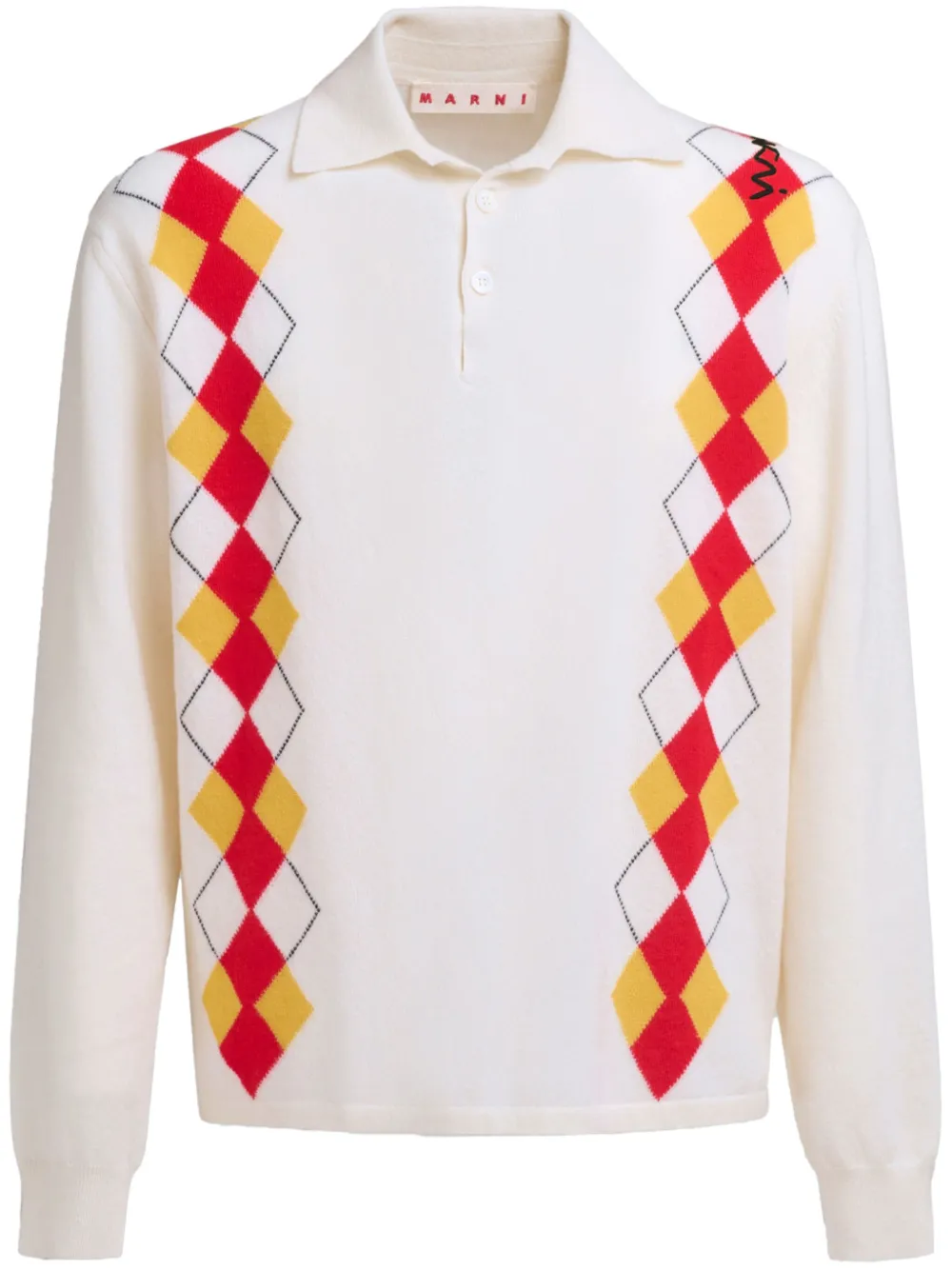 Marni argyle polo shirt - Bianco