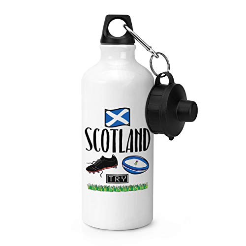 Gift Base Rugby Scozia Sports Bottiglia Acqua Palestra 600Ml Bianco