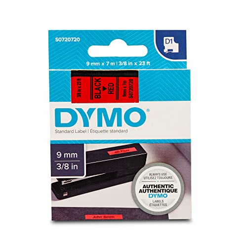 Dymo D1 - Etiquetas Estándar - Negro Sobre Rojo - 9Mm X 7M