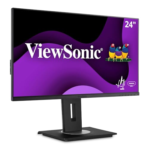 Viewsonic Vg2456 24” Docking Monitor With Usb Type-C And Ethernet, Full Hd 1920X1080, 5Ms, 250 Cd/M², Ips, Hdmi, Displayport, Vga