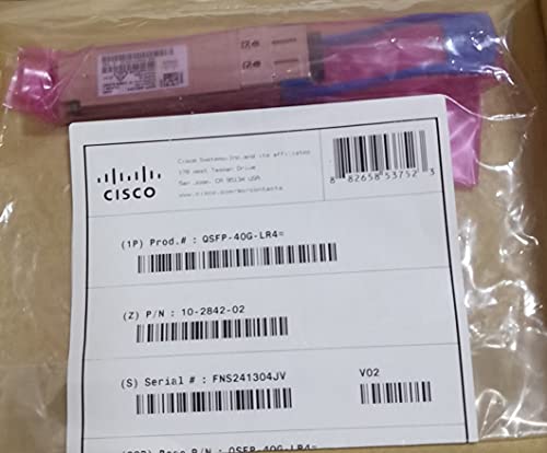 Cisco Qsfp-40G-Lr4= Fiber Optic 1310Nm 40000Mbit/S Qsfp Network Transceiver Module - Network Transceiver Modules (40000 Mbit/S, Qsfp, Lc, Ieee 802.3Ba