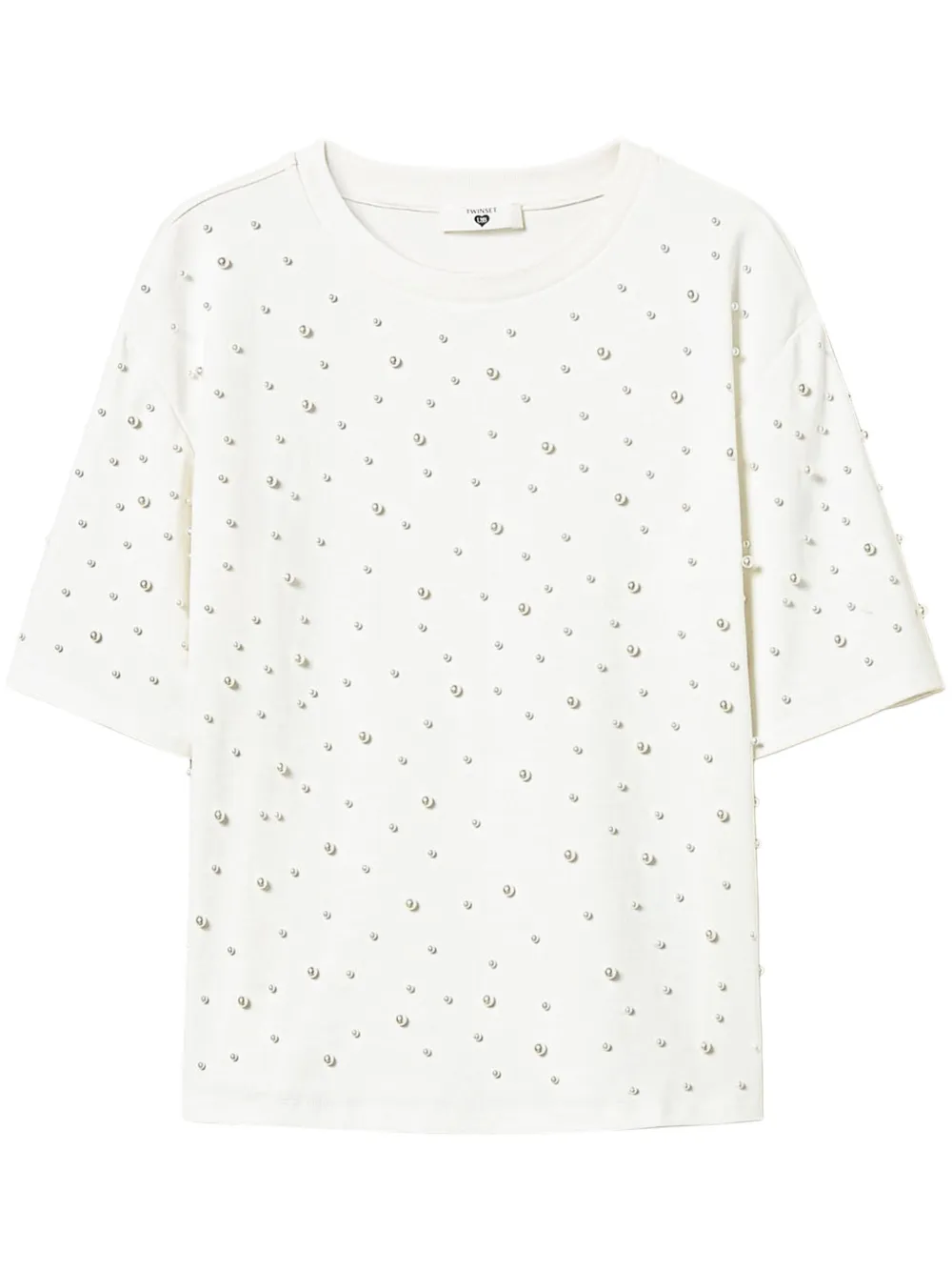 TWINSET pearl-detailing t-shirt - Bianco