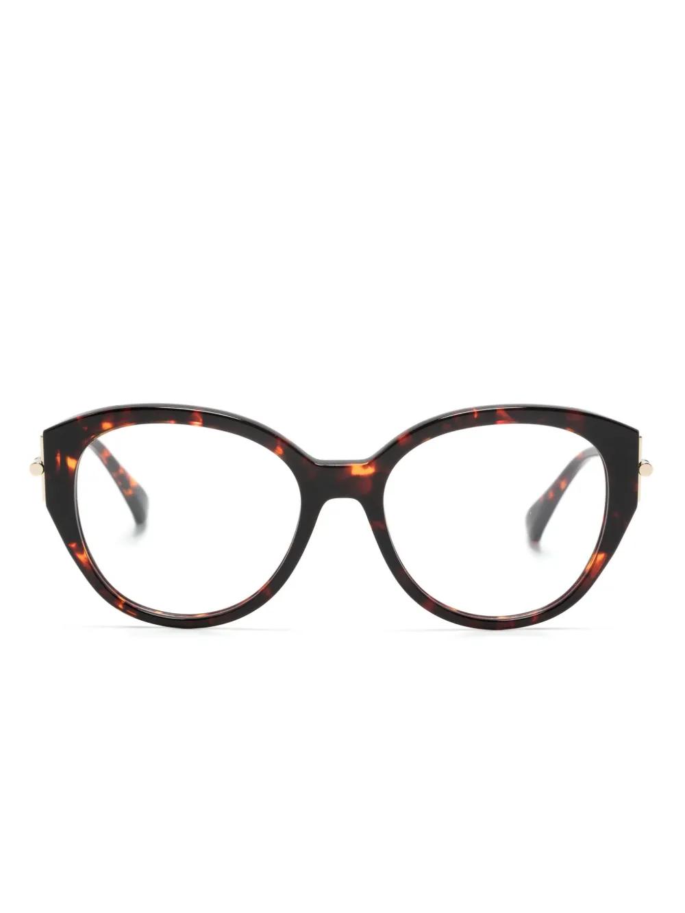 Max Mara Eyewear Occhiali tondi con effetto tartarugato - Marrone