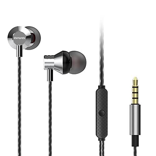 Aiwa - Estm-50Sl Auricolari Stereo In-Ear Leggeri E Compatti, Con Telecomando E Microfono Vivavoce, Audio Di Qualità, Connettore Placcato Oro Da 3,5’’