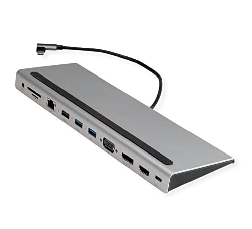 Value Docking Station Usb 3.2 Gen 2 Tipo C Multiport 4K Hdmi/Dp, Vga, Usb, Lettore Di Schede, Pd, Lan, Audio