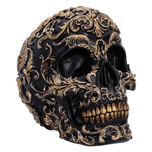 Nemesis Now Teschio Rinascimentale 19 Cm, Resina, Nero E Oro, Motivo Barocco Oro, Ornamento Teschio Nero, Decorazione Gotica, Fusa Nella Migliore Resi