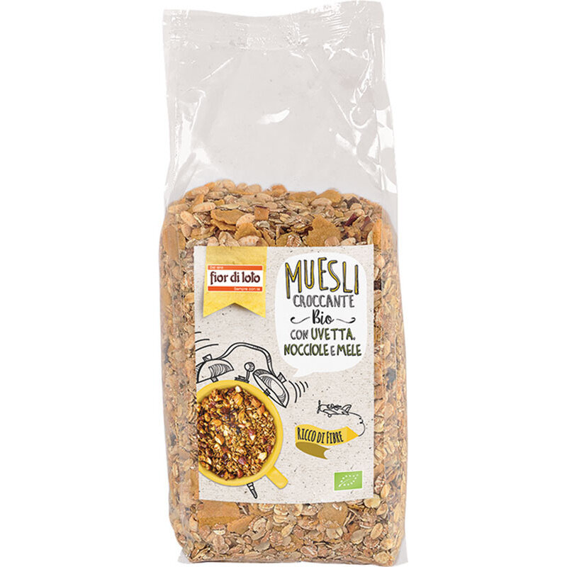 Fior di Loto Muesli Croccante con uvetta nocciole e mele BIO 750g