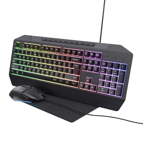 Trust Gaming Gxt 791 Kit 3-In-1 Mouse E Tastiera Gaming, Layout Italiano Qwerty, Tastiera Retroilluminata 78% Plastica Riciclata, 200-6400 Dpi, Tappet