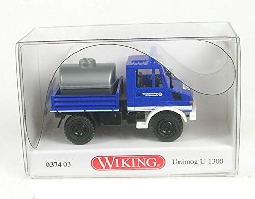 Wiking 037403 H0 Mercedes Benz Unimog U 1300 Thw Blu Bianco Pista Ho 1:87