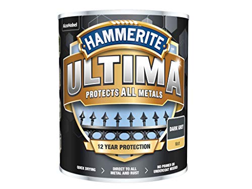Hammerite Ultima - Vernice Per Metallo, 750 Ml, Colore: Grigio Scuro