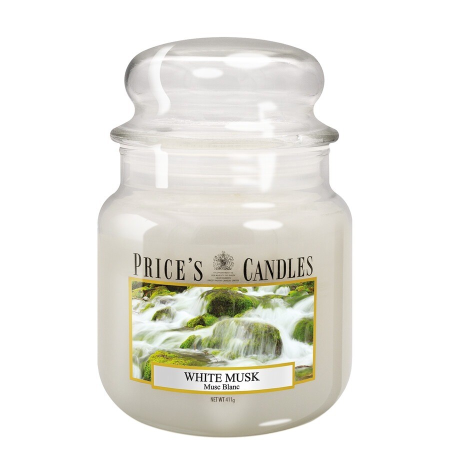 PRICE'S CANDLES White Musk scented candle in medium jar