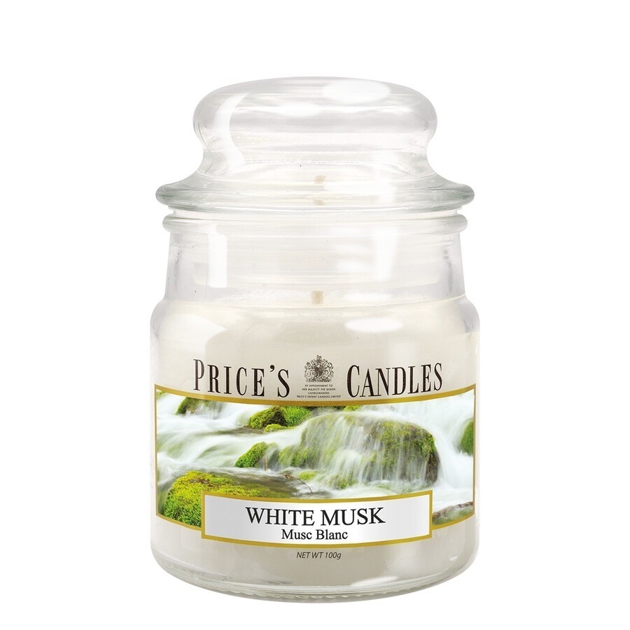 PRICE'S CANDLES White Musk scented candle in small jar