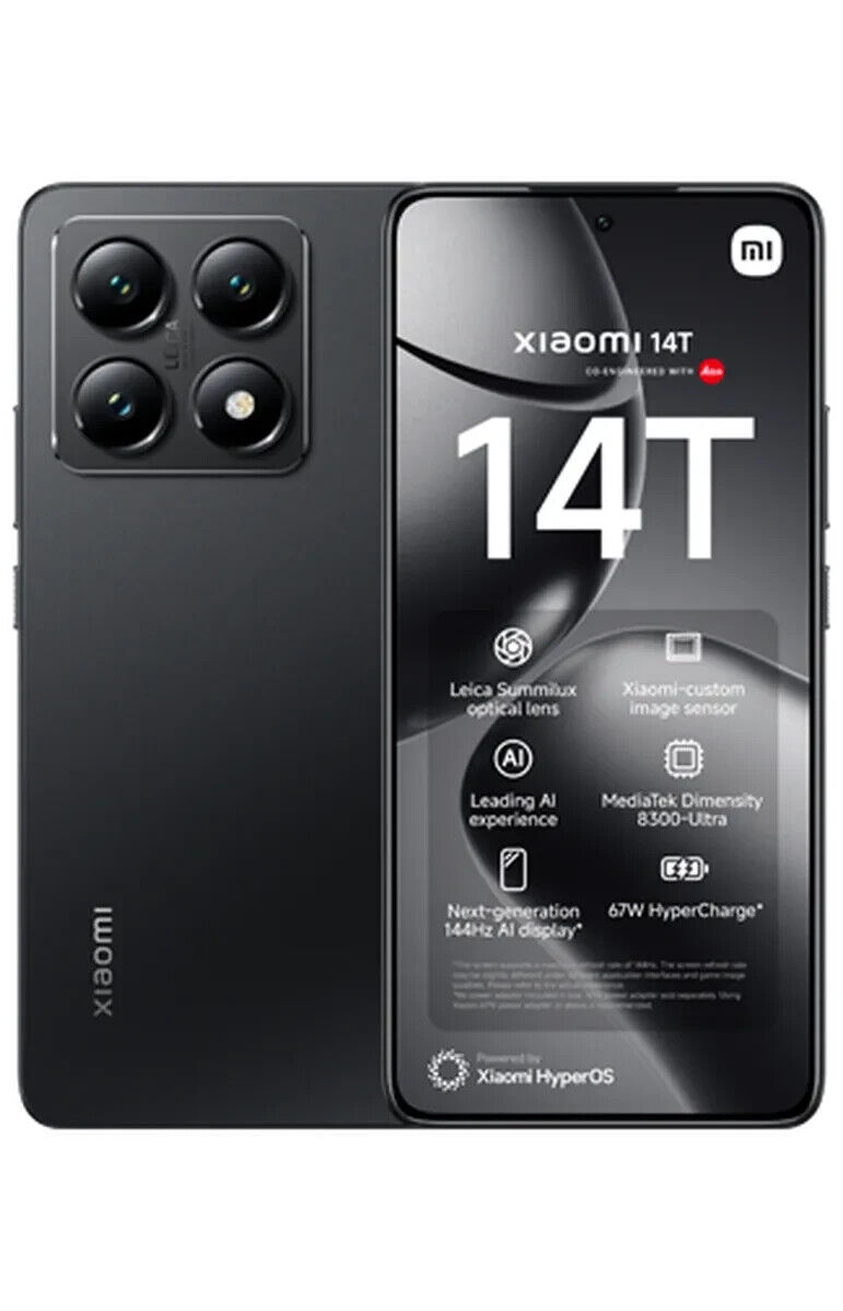 Cellulare Smartphone Xiaomi 14T 5G Amoled 12+256GB AI Dual Sim Black