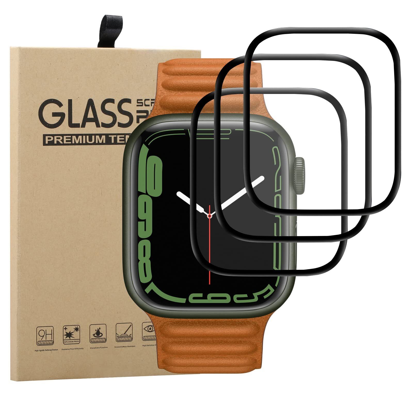 Vetro Temperato per Apple Watch Series 9 41mm/Series 8 41mm/Series 7, [3 Pezz...