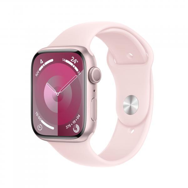 Apple Watch Series 9 GPS 45mm - Pink Aluminium Case - Light Pink Sport Band - S/