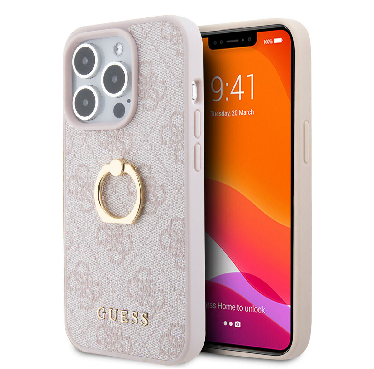 Guess custodia posteriore per iPhone 15 Pro - 4G - con portaanello - rosa