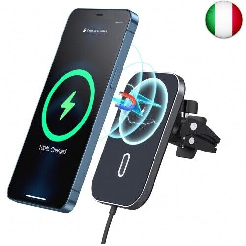 15W Magnetic Wireless Phone Holder Car Charger, Compatibile con MagSafe Air