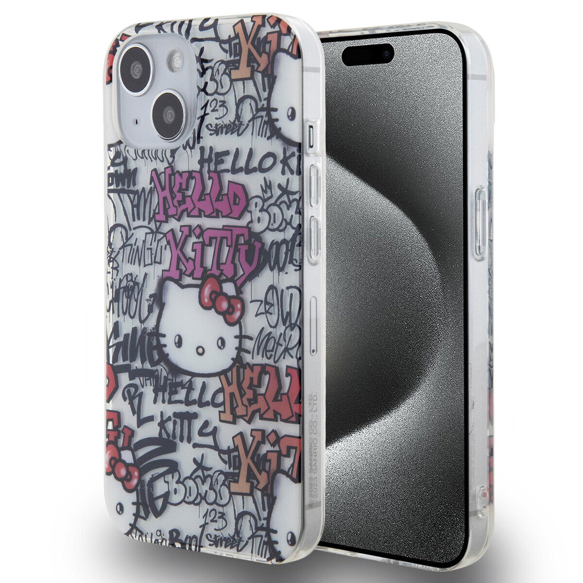 Custodia graffiti in TPU per iPhone 15 - bianco