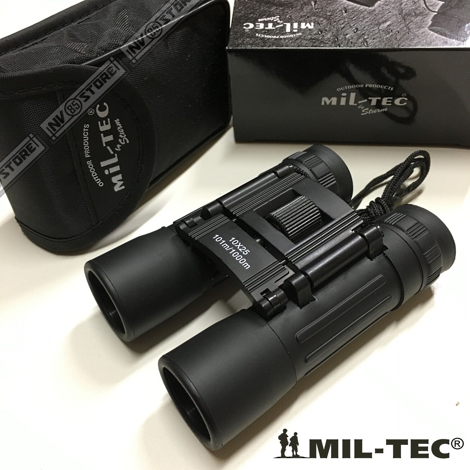 BINOCOLO MILTEC 10 x 25 BINOCULAR 101 - 1000 MT CACCIA SOFTAIR PESCA CAMPING BK