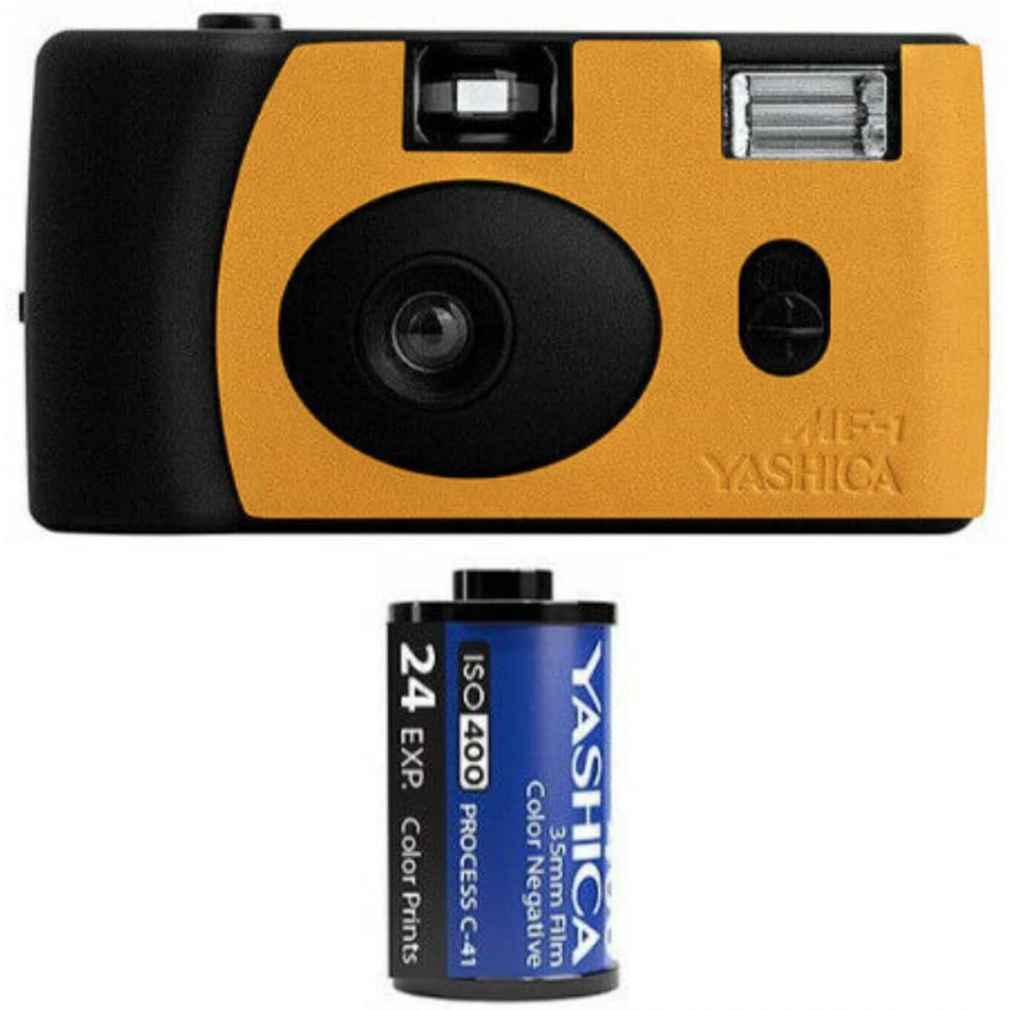 Yashica MF-1 Snapshot camera nero arancione
