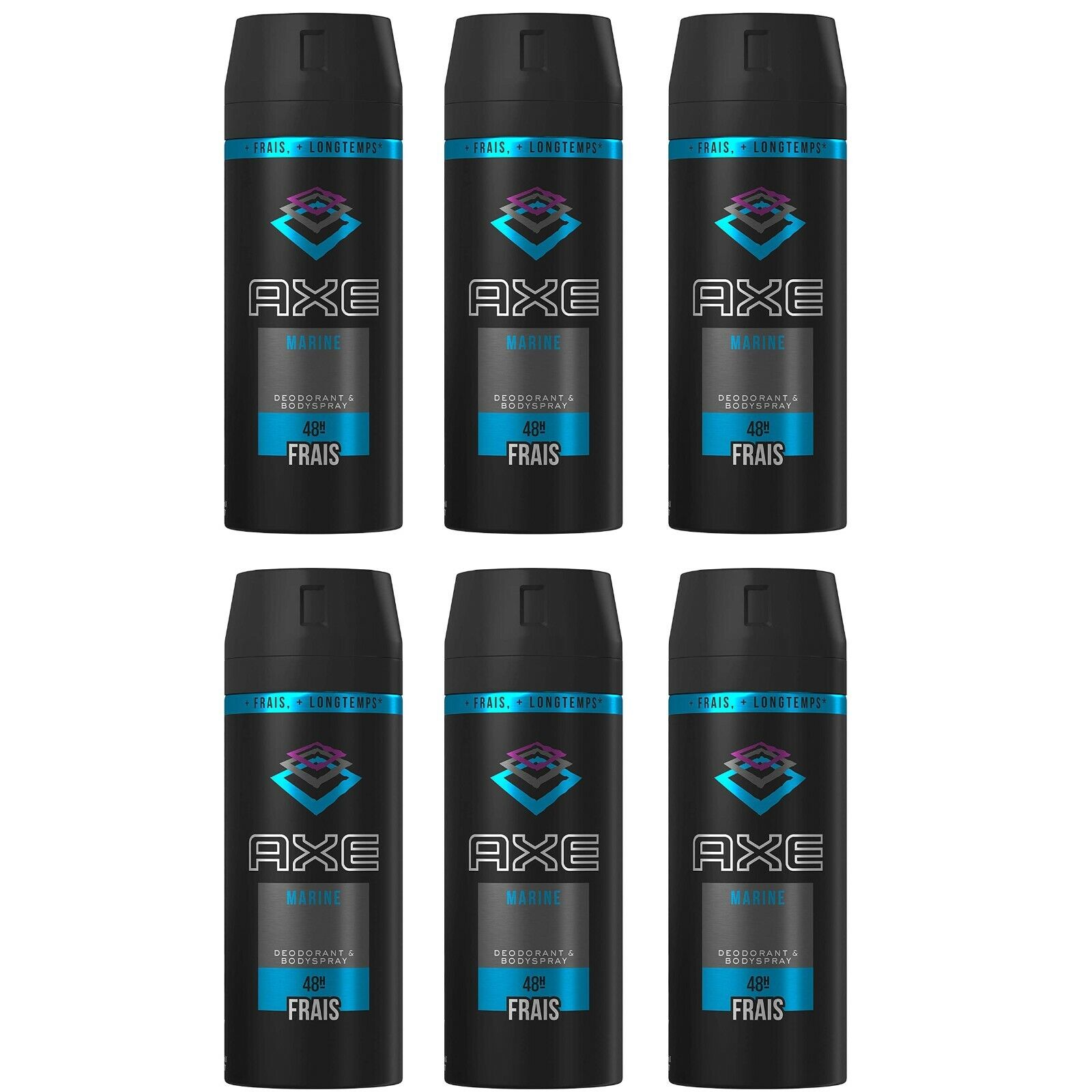 6 pezzi AXE MARINE FRAIS Deodorante body spray 48H deo corpo 150ml NUOVO