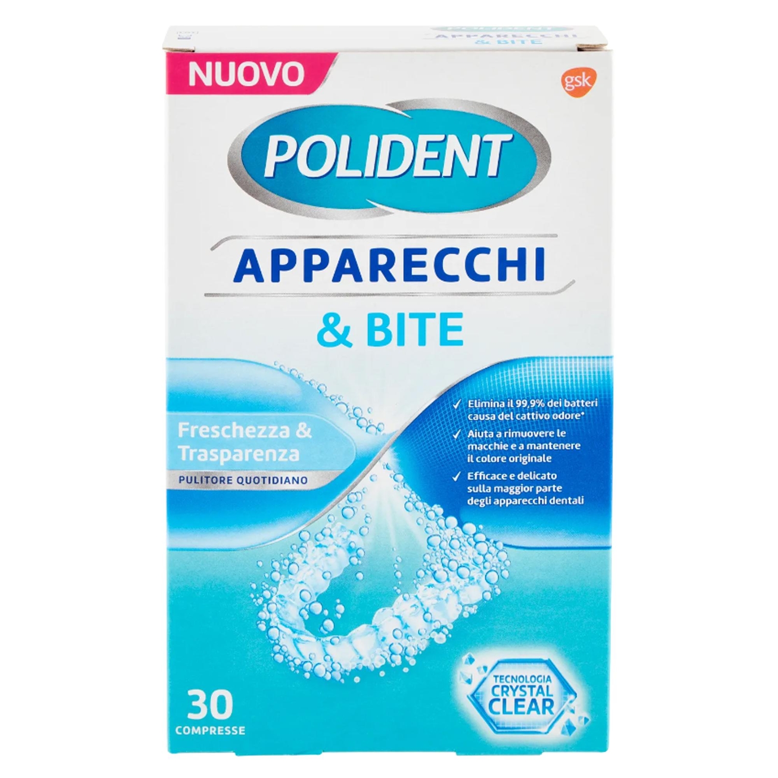 POLIDENT APPARECCHI E BITE PULITORE QUOTIDIANO IN COMPRESSE 30PZ