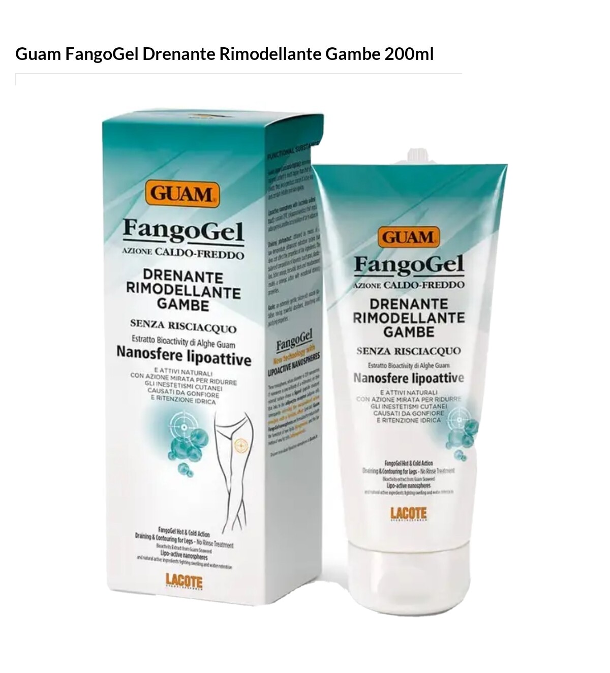 GUAM FANGOGEL DRENANTE RIMODELLANTE GAMBE 200 ML