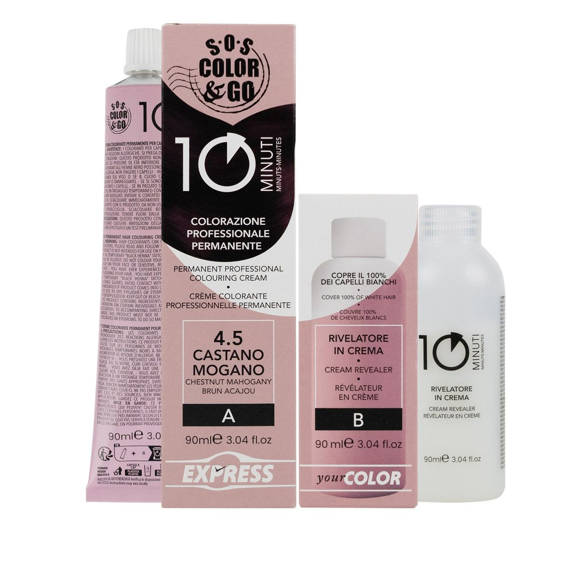 ALAMA SOS COLOR & GO 10 MINUTI COLOR PROFESSIONALE PERMANENTE 4.5 CASTANO MOGANO