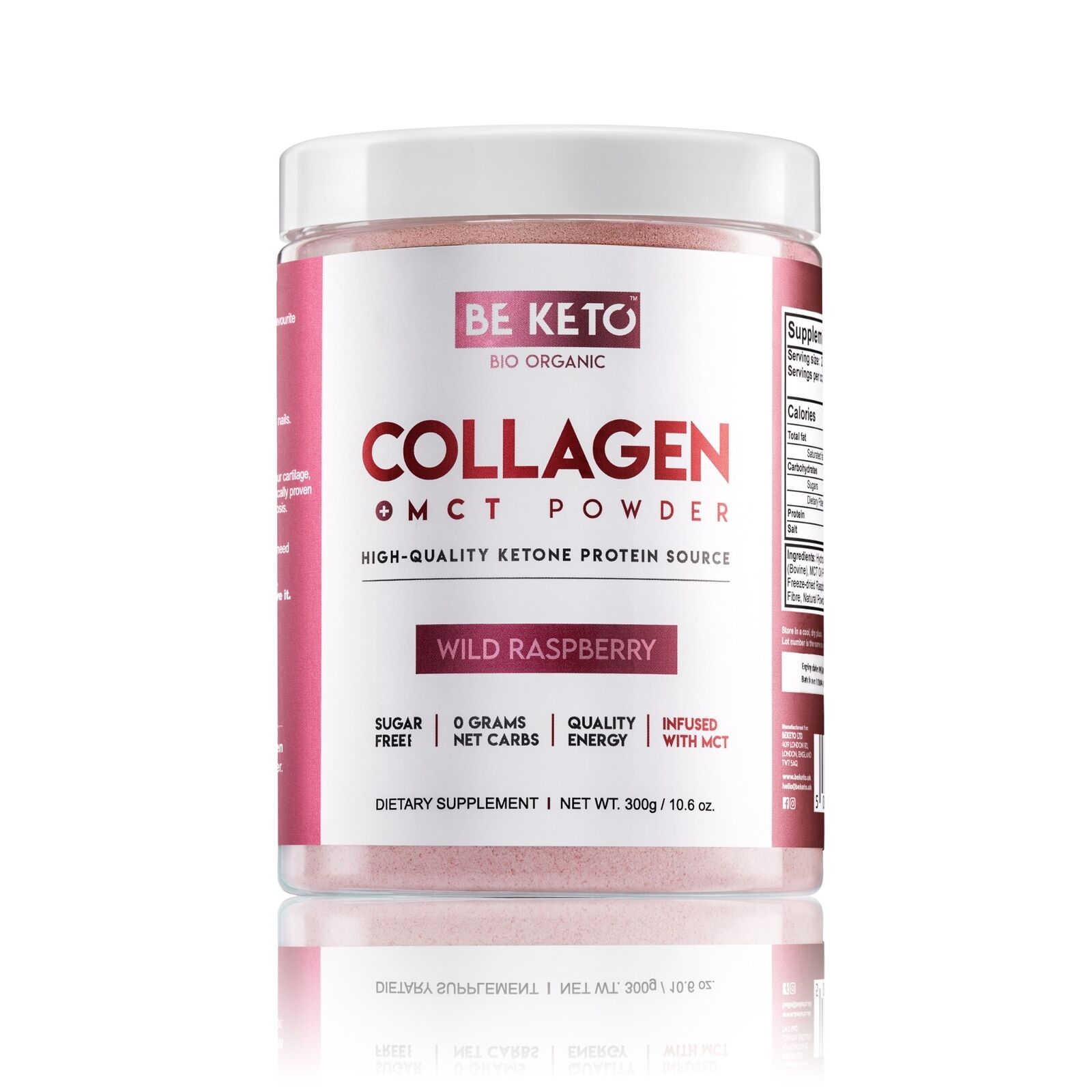 BeKeto Keto Collagen con olio MCT, lampone selvatico, 300 g