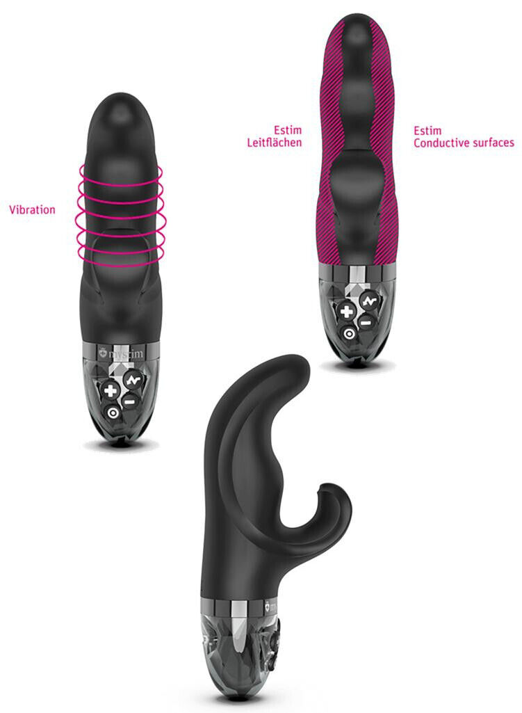 Vibratore rabbit Estim dildo vibrante vaginale clitoride in silicone fallo black