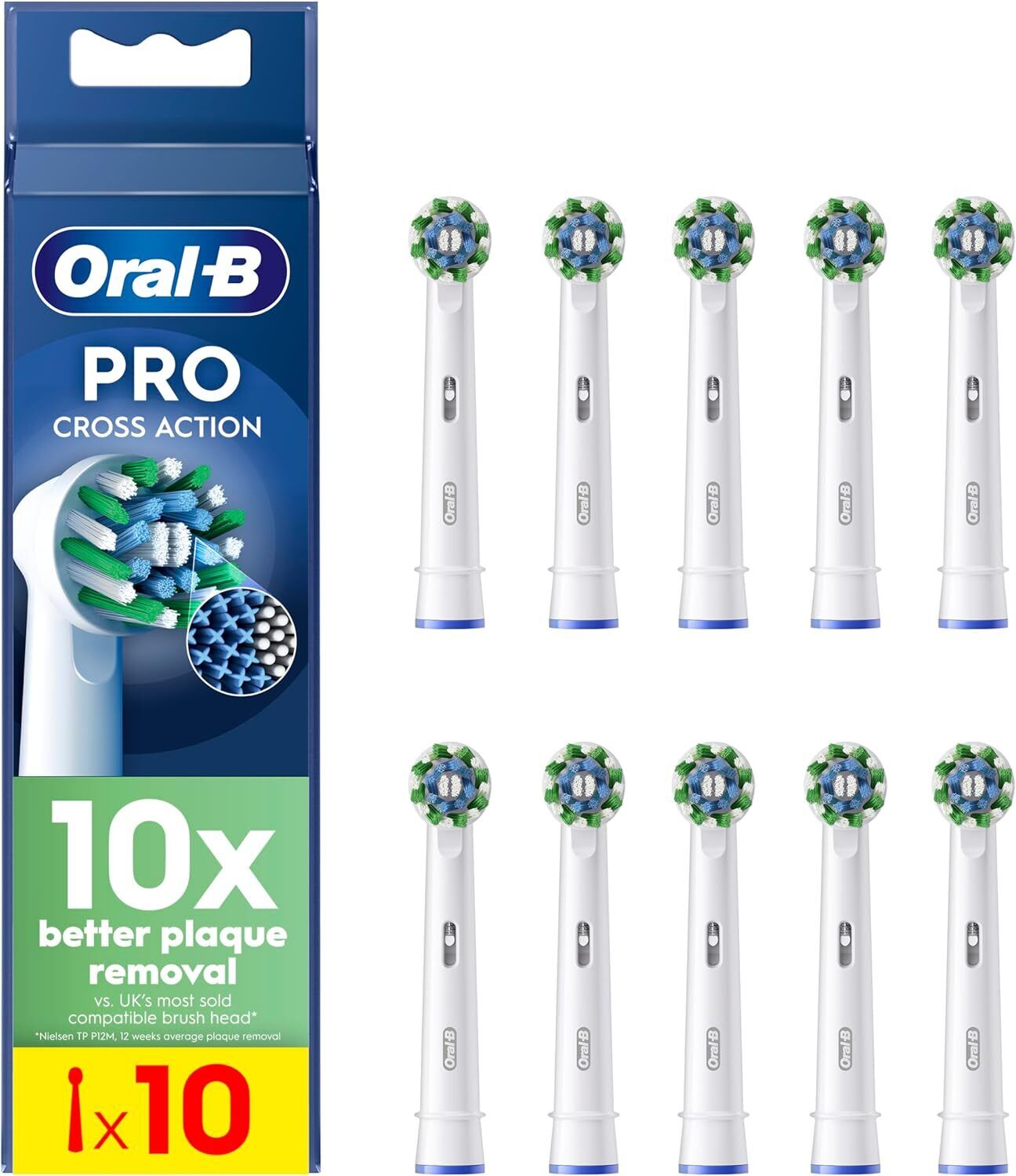 Oral-B Crossaction Testine Spazzolino Elettrico 10 Testine Ricambio ORIGINALI