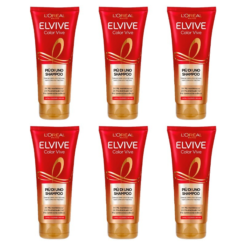 6pz L'OREAL ELVIVE Color Vive più di uno shampoo Capelli colorati 200ml