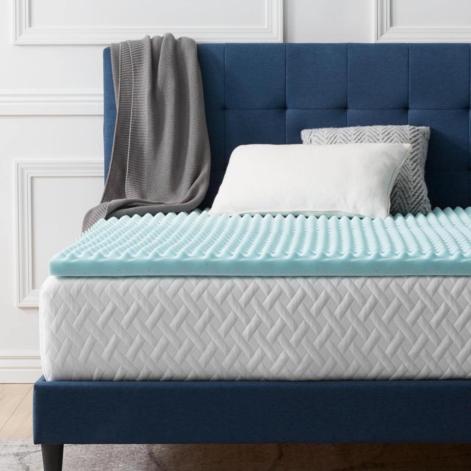 LUCID Topper ondulato in memory foam gel rinfrescante – Coprimaterasso 5cm – Top