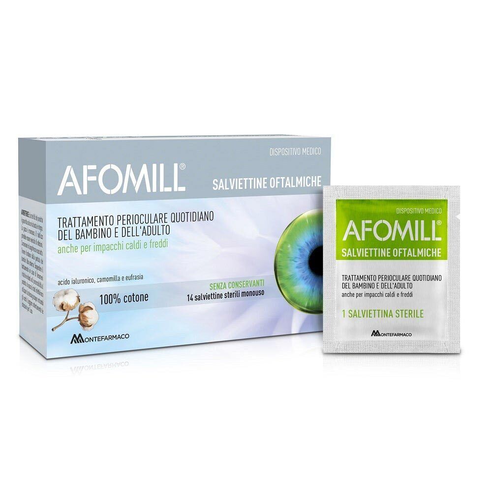 Montefarmaco Afomill - Salviettine Oftalmiche Dispositivo Medico, 14 salviette