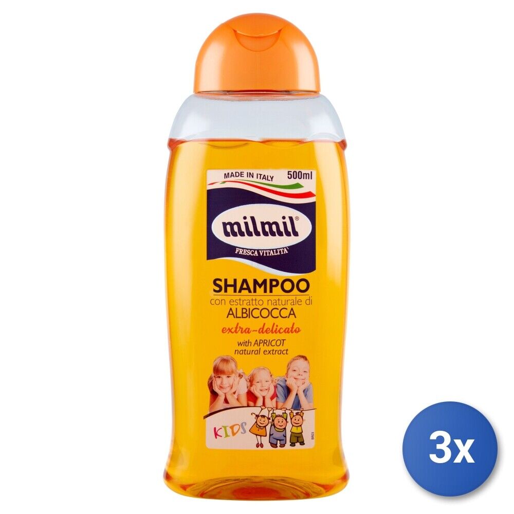 3x Mil Mil Baby Shampoo 500 Ml. Albicocca