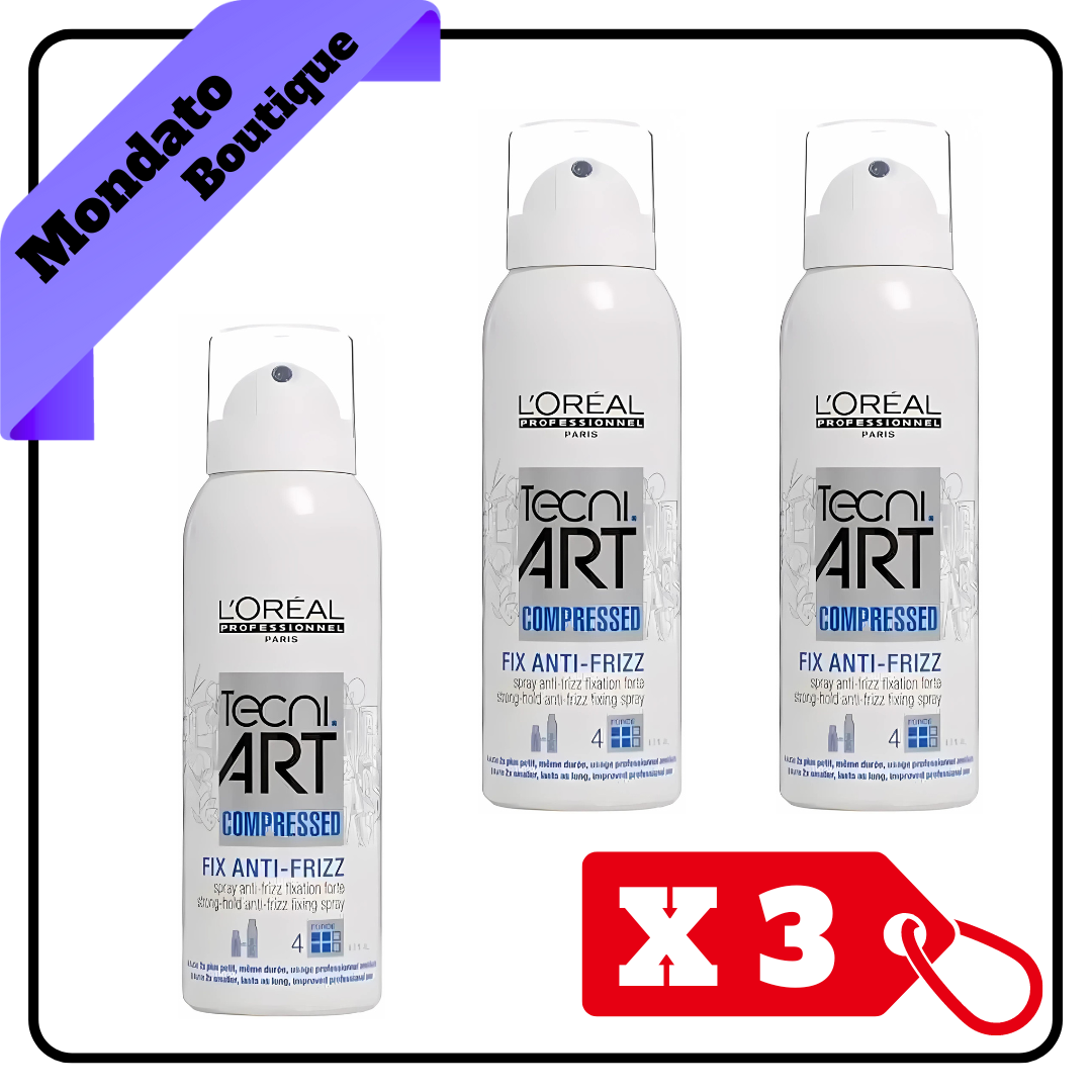 LACCA L'OREAL TECNI ART FIX COMPRESSED FIX ANTI CRESPO FORTE 125ml (X3)