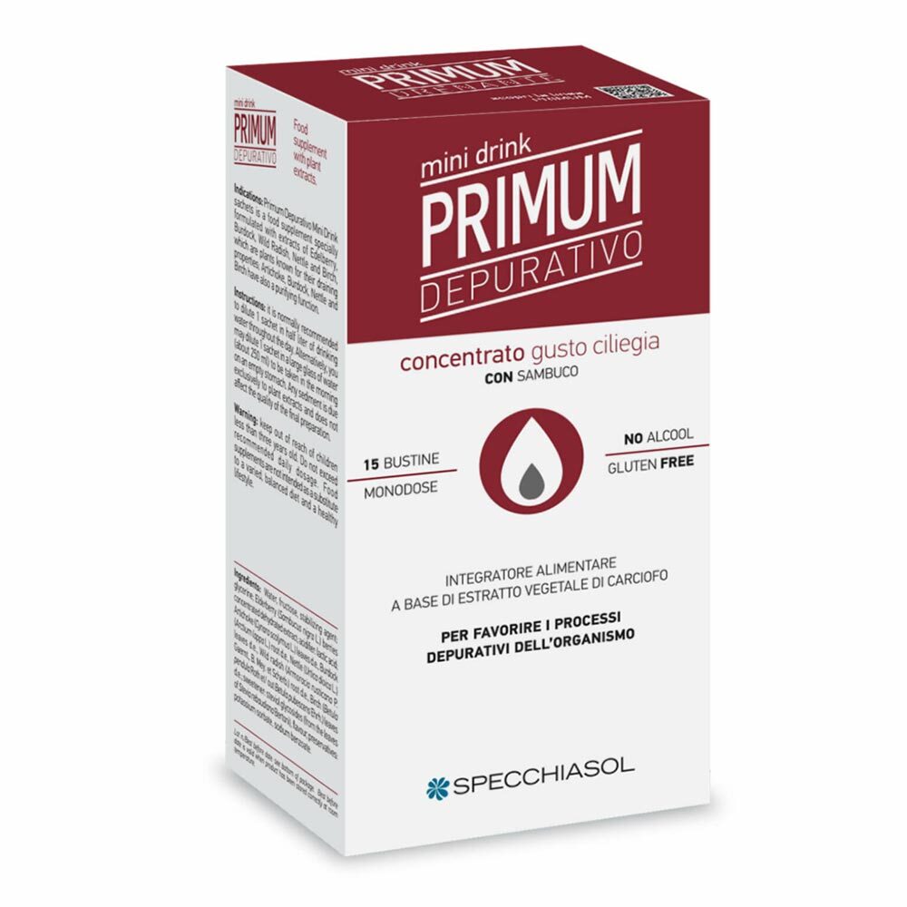 Specchiasol Primum Depurativo Minidrink Ciliegia 15 Stick Da 10 Ml