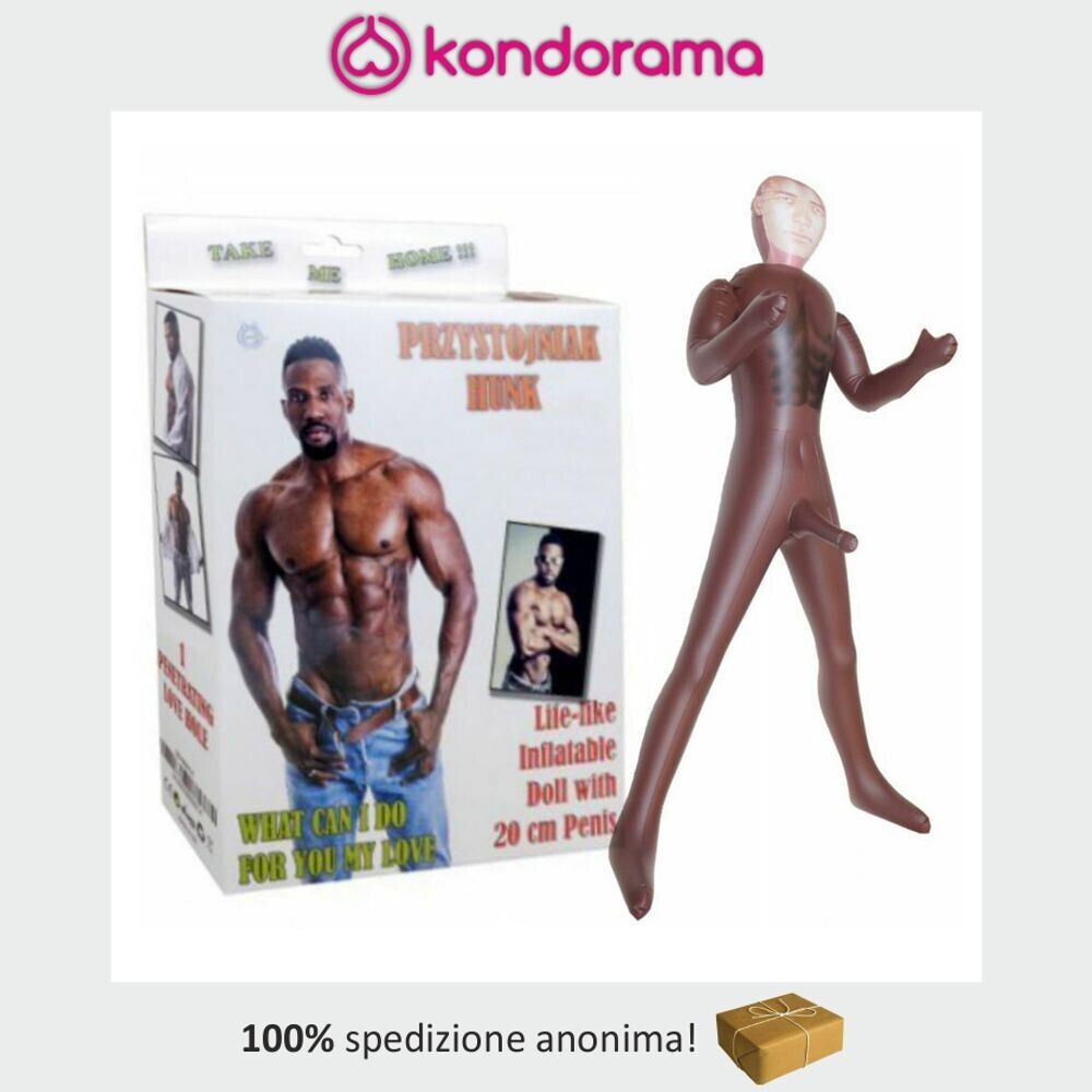 Hunk bambola bambolo gonfiabile maschio uomo nero di colore superdotato 20 cm